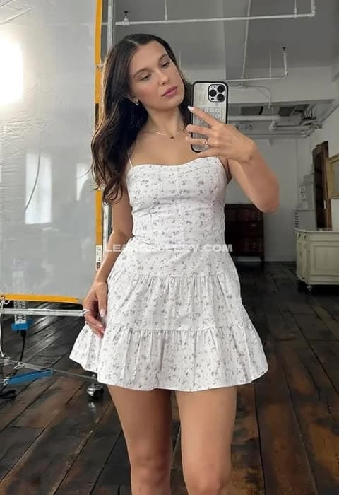 Millie Bobby Brown Floral Dress Mirror Selfie OnlyFans Photo Leaked