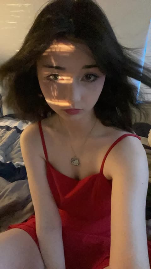 Smeepsx Red Slip Dress Pose OnlyFans Photo Leaked