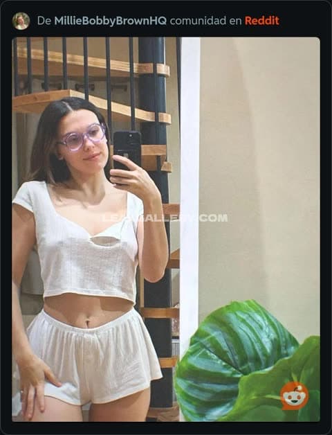Millie Bobby Brown Mirror Selfie In White Pajamas OnlyFans Photo Leaked